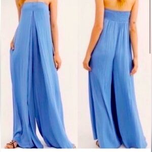 Free People strapless blue romper size XL